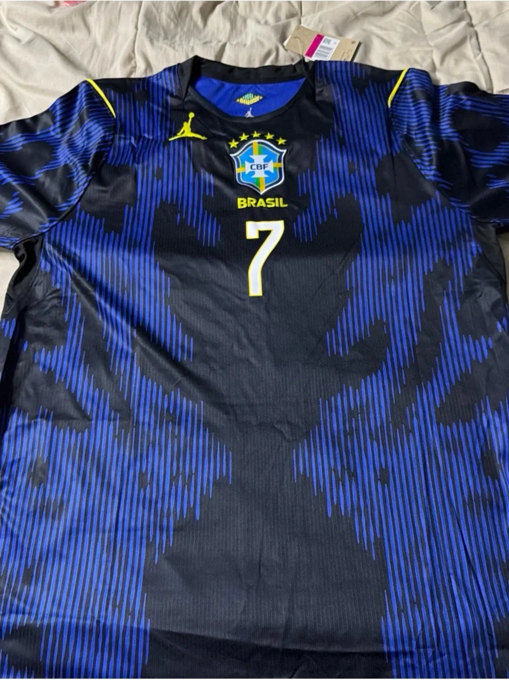 VINI JR. #7 Men’s Black & Blue Soccer Jersey with Green Accent